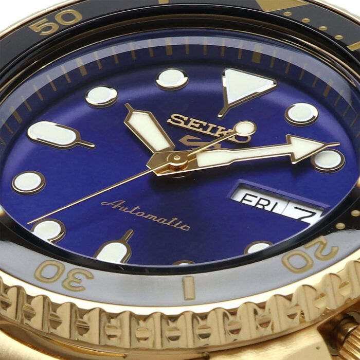 Seiko 5 Sports US Special Edition Automatic Blue Dial Gold Steel Strap Watch For Men - SRPK20 - Image 2